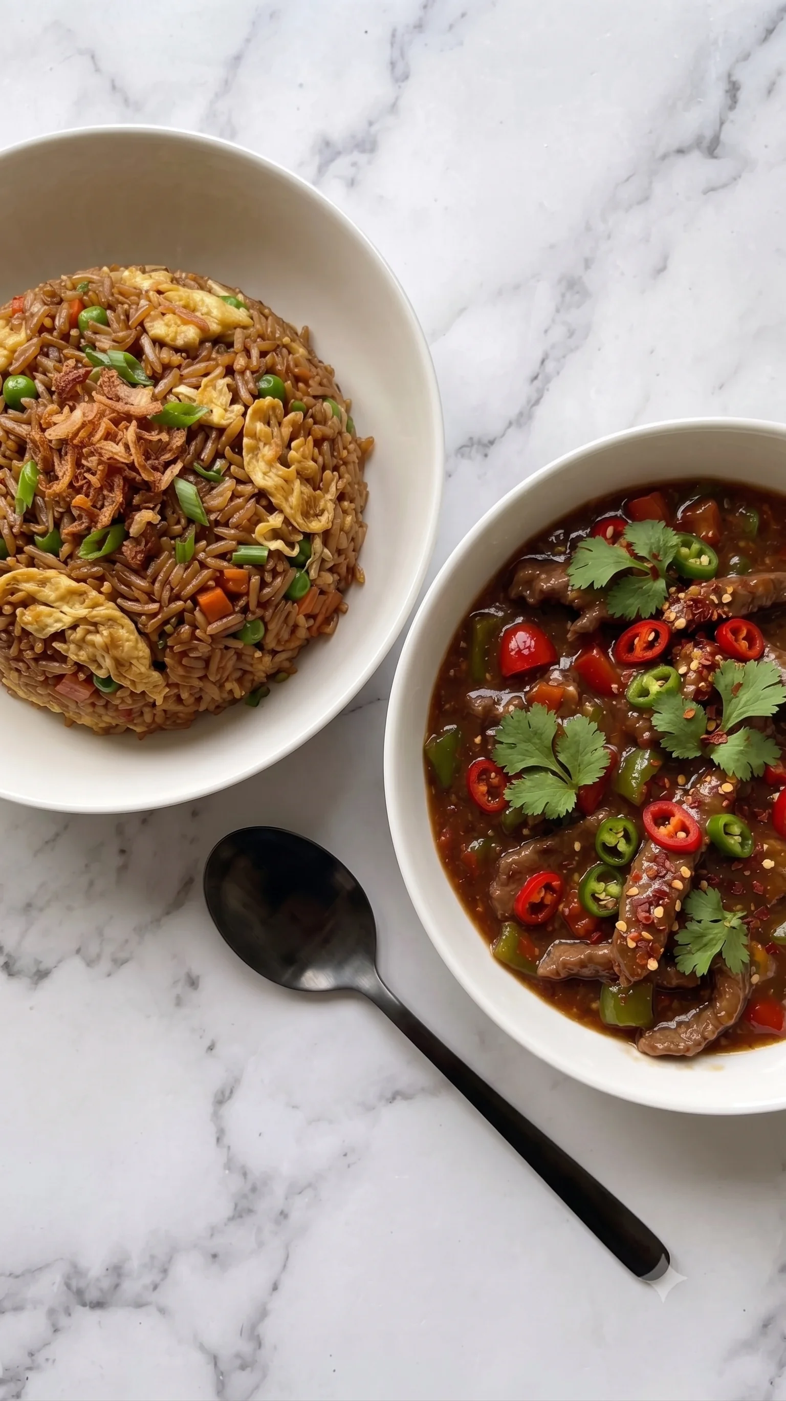 Beef Sauce with Fried Rice / Jollof
